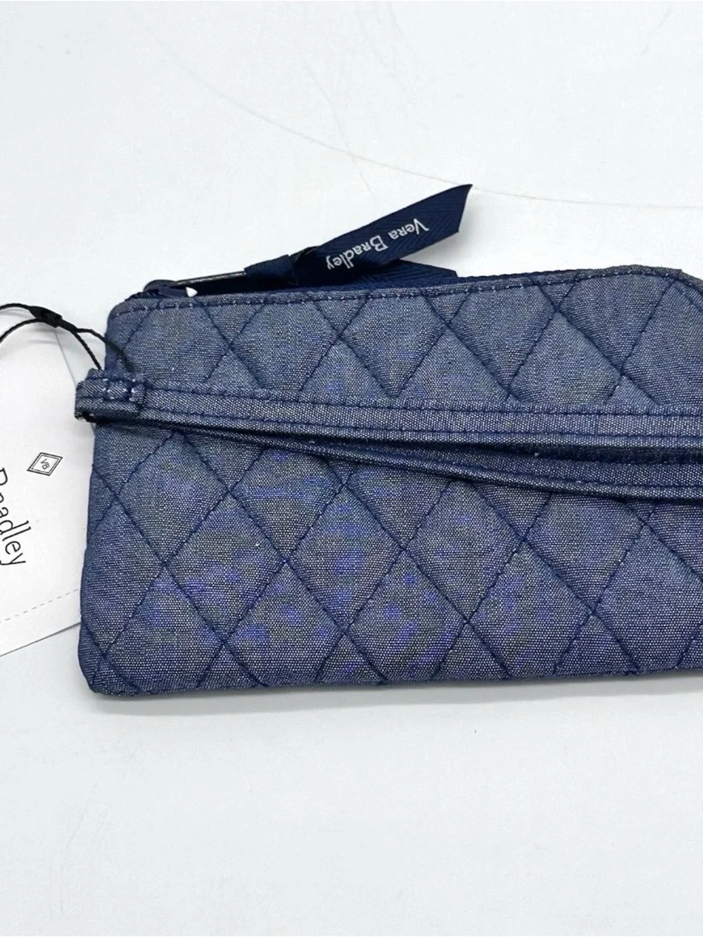 Vera Bradley Outlet RFID Zip-Top ID Case Wallet Moonlight Navy Denim Quilted NWT